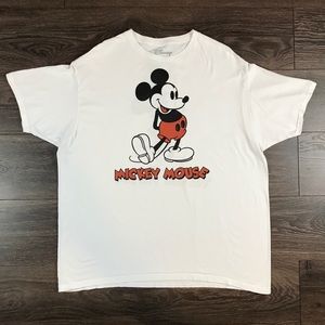 Disney Women’s Double Sided Mickey Mouse Print Basic White T-Shirt Size 2X